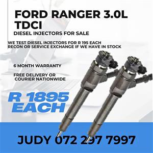 Ford Ranger 3.0L TDCI Diesel Injectors for sale on service exchange or to recon