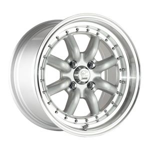15″ A-Line Bliss 4/100 Super silver Machine Lip with Chrome Rivets Alloy Wheels