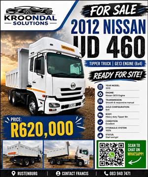 2012 Nissan UD 460 10 cube tipper GE13 engine