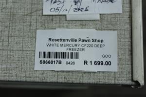 WHITE MERCURY CF220 DEEP FREEZER (S066017B)