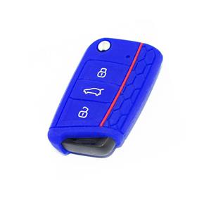 Silicon Rubber Key Cover for Golf 7 Gti - Blue with Red Stripe