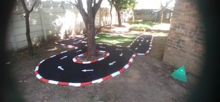 Rubber wet pour and artificialgrass