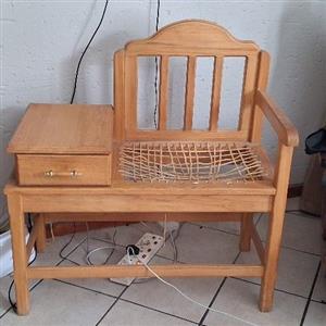 Custom Handcrafted Solid Oak Telephone Table / Hall Bench
