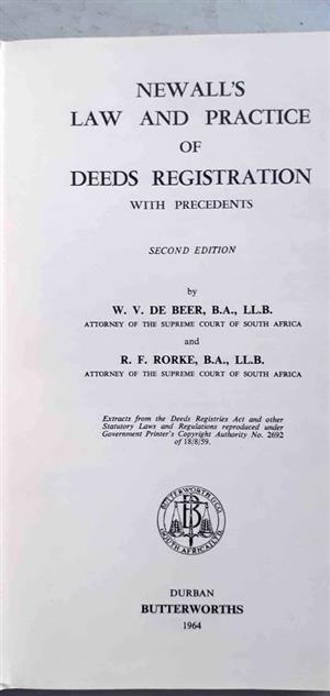Newall's law and Practice of deed registration - W.V. de Beer, R.F. Rorke