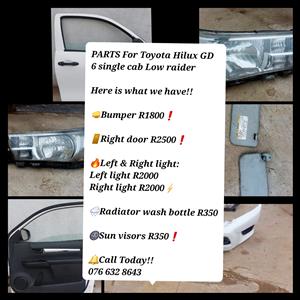 Bumper , Right door, Left & Right lights , Sun visors ,