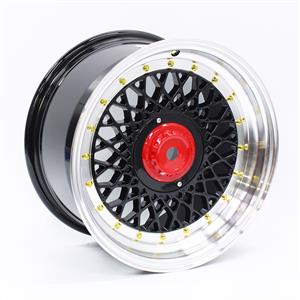 15″ S1005 4/100 & 4/108 Black Machine Lip Alloy Wheels