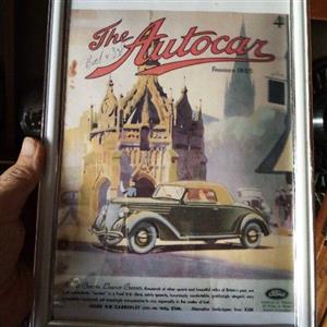 Ford V8, very old, framed picture