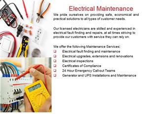 Electrical installations, maintenance and general repairs