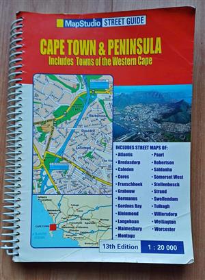 Cape Town Street Map Including Towns of Western Cape