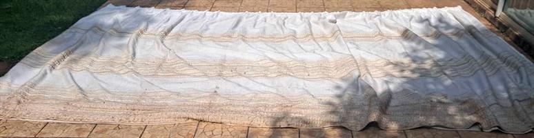 Beige curtains with light brown pattern x 2