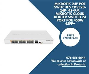MIKROTIK 24P POE SWITCHES CRS328-24P- 4S+RM. MIKROTIK CLOUD ROUTER SWITCH 24 PORT POE 450W 4SFP+