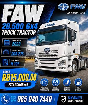 2023 FAW 28.500 6X4 TRUCK TRACTOR – LATE MODEL WORKHORSE 