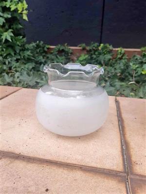 Antique frosted and clear glass lamp shade, for oil lamps, or table lamps.