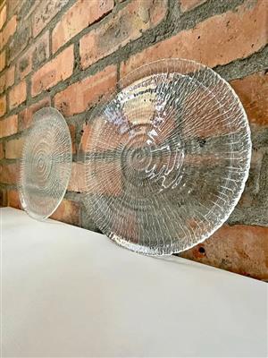 PAIR of Vintage Arcoroc "Spirale" Glass Serving Platter / Plate - France 1970s