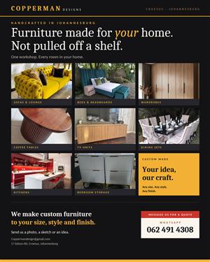 WELCOME TO Copperman DESIGNS Considered furniture for homes that deserves