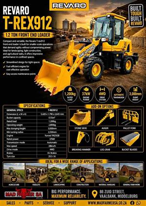 New Revaro T-Rex front end loaders for sale at Mad Farmer SA
