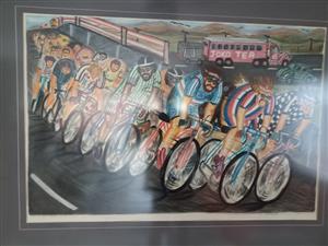 Artwork  - original (sketch/graphic/painting) of bicycles by Tommy Motswai