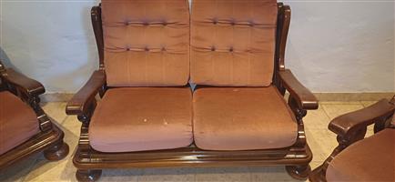 Living room lounge set - Imbuia wood, 6 seater