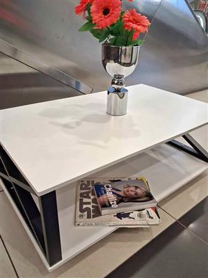 New black and white coffee table with wheels