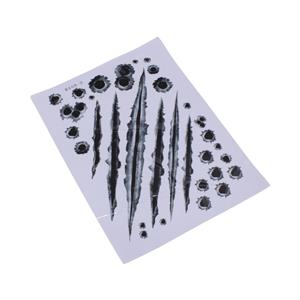 3D Realistic Bullet Hole & Metal Slash Cut Design Vinyl Sticker Kit (A4 sticker Sheet) - Type 2