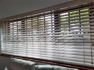 Cream coloured Wooden slatted Venetian blinds - see exact sizes and pricing belo