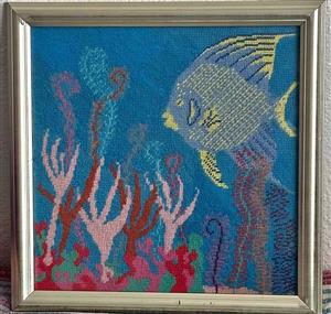 Handcrafted Framed Needlepoint / Tapestry – Underwater Fish Scene