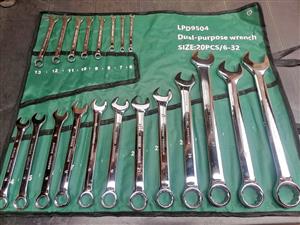 Spanner set,, 20 piece combination spanner set 6mm