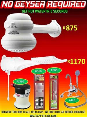 Instant Lorenzetti Shower Unit, No Geyser Required, Install A Water Heater & Get Instant Hot Water,