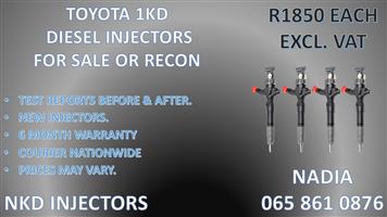 DIESEL INJECTORS FOR TOYOTA 1KD. RECONDITIONED AND BRAND NEW