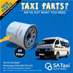 Quality new Oil Filter for Nissan NV350 Impendulo - SA Taxi Auto Parts quality spares