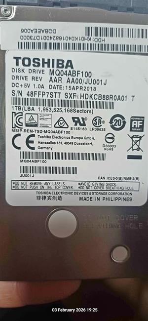 toshiba 1tb 2.5 hdd 2nd hand