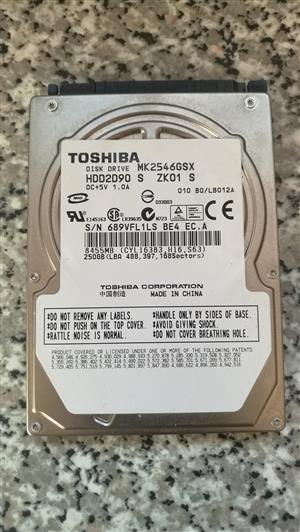 250GB Toshiba 2.5 Inch Laptop Hard Drive 