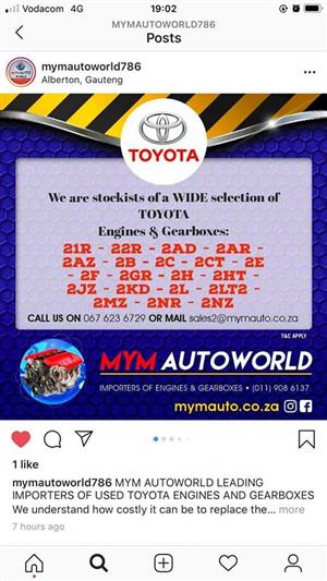 TOYOTA ENGINES & GEARBOXES FOR SALE