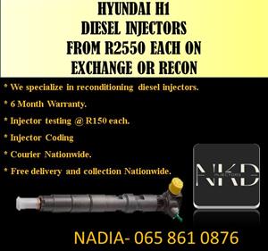 HYUNDAI H1 DIESEL INJECTORS FOR SALE ON EXCHANGE OR RECON WITH WARRANTY 