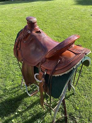 Tan 15" McCall Leather Saddle – Full Quarter Horse Bars