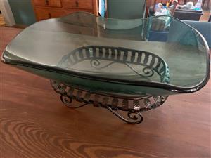 Large Glass Bowl Platter on Stand