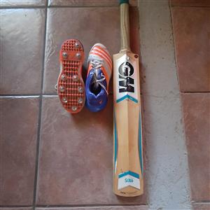 Cricket bat GM Six 6 and Adidas shoes size 6
