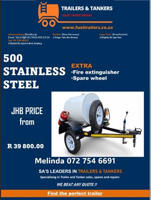 500L Stainless Steel Mobile Tank Trailer