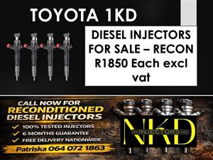 TOYOTA 1KD - TESTED INJECTORS FOR DIESEL VEHICLES FOR SALE 