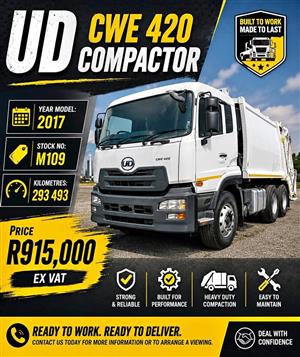 HEAVY-DUTY CLEANING POWER – READY TO WORK! UD CWe 420 Compactor (2017)   Excl VAT