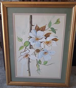 Flowers in Bloom - Water Colour Painting Framed 