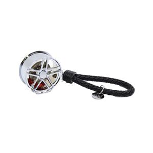 Enzo Wheel Keyring With Leather Strap (Chrome)