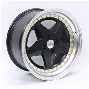 17″ CW 7662 4/100 Black with Gold Stud Alloy Wheels