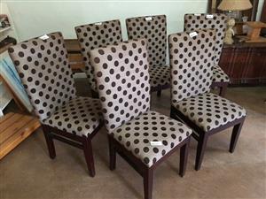 Six, fully upholstered, high-backed diningroom chairs