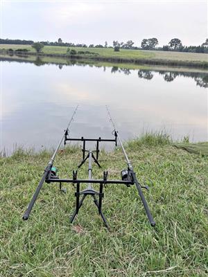 Specimen setup, Fox rods, Shimano Reels, 4 Rod Pod, alarms & swingers