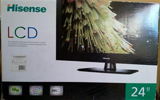 24" Hisense LCD TV. Like new. Suitable for CCTV or normal use. Ideal in compact 