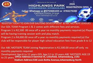 Highlands Park Football Club joining Registration March 2026