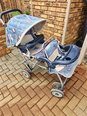 Chico double pram for sale