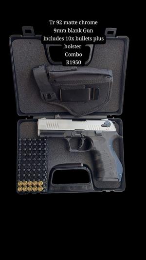 Blow tr 92 matte chrome 9mm Blank Gun Combo 