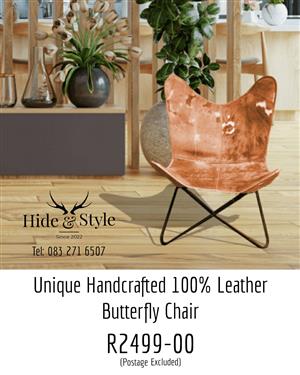 Unique 100% Leather Butterfly Chairs